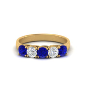 1-ct.-diamond-trellis-5-stone-wedding-band-with-sapphire-in-yellow-gold-FD10769RO-1.00CTGSABLANGLE3-NL-YG